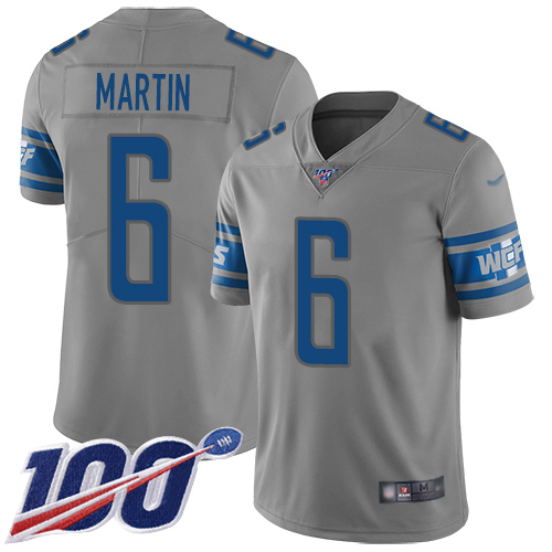 Detroit Lions Limited Gray Men Sam Martin Jersey NFL Football #6 100th Season Inverted Legend->youth nfl jersey->Youth Jersey